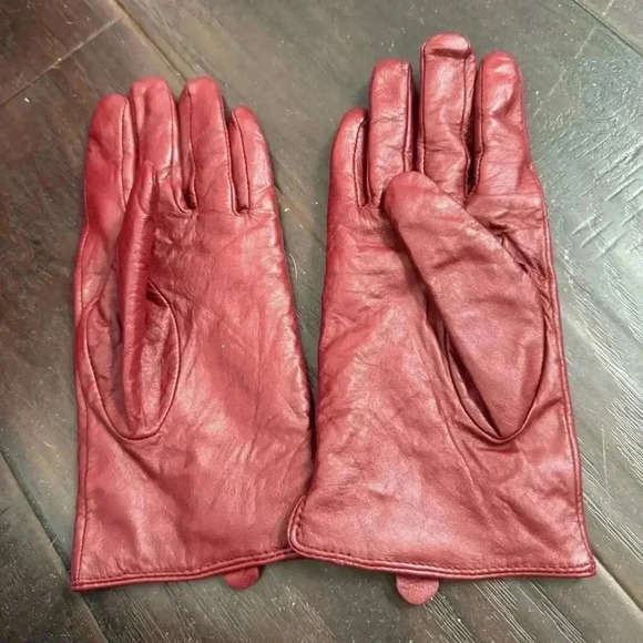 Denver  Hayes vintage genuine leather gloves cherry red M - Picture 4 of 6